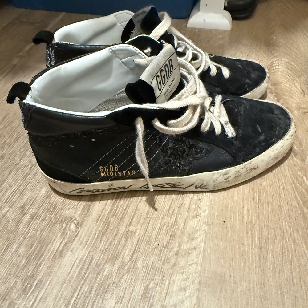 Golden Goose Black and White High-Top Sneakers